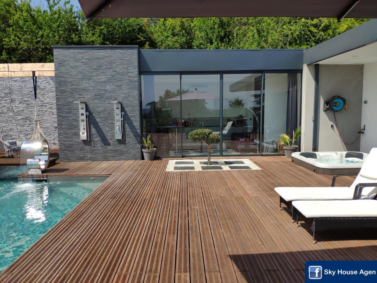 Piscine Chauffee Et Spa Jacuzzi Privatif Terrasse Sans Vis A Vis ,,,Sky House Agen,,, Apartment Agen